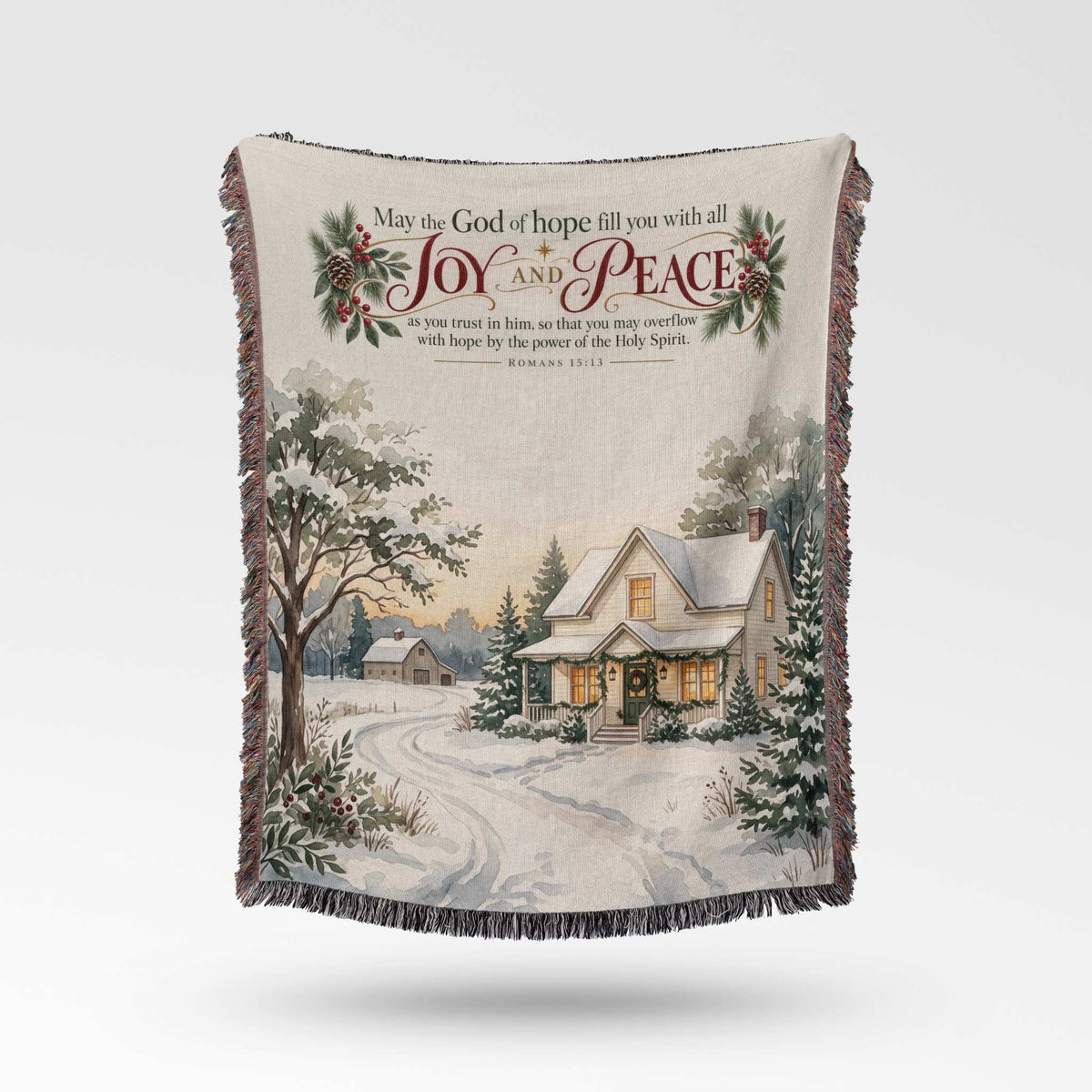 Country Christmas Delight Woven Blanket - ZumBuys