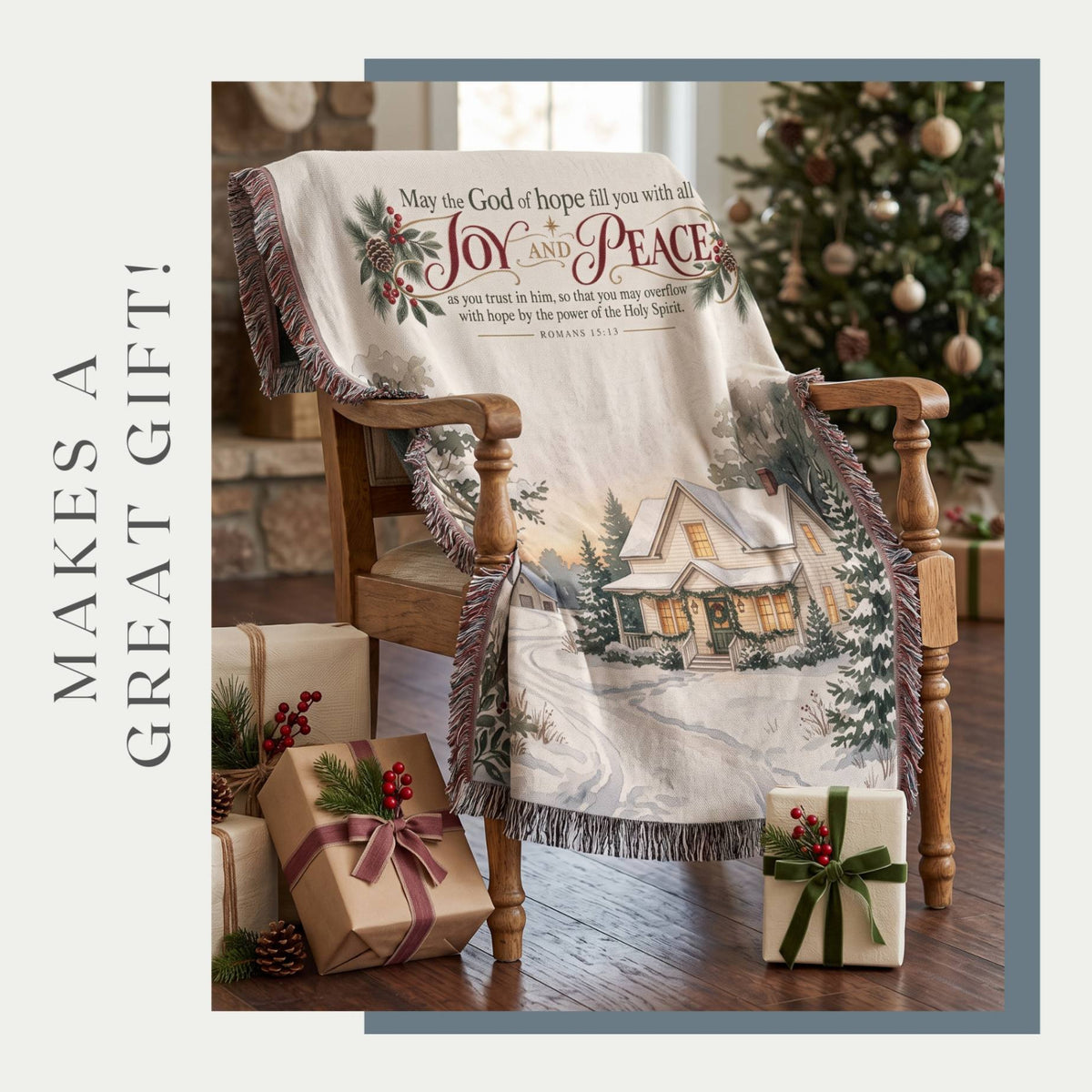 Country Christmas Delight Woven Blanket - ZumBuys