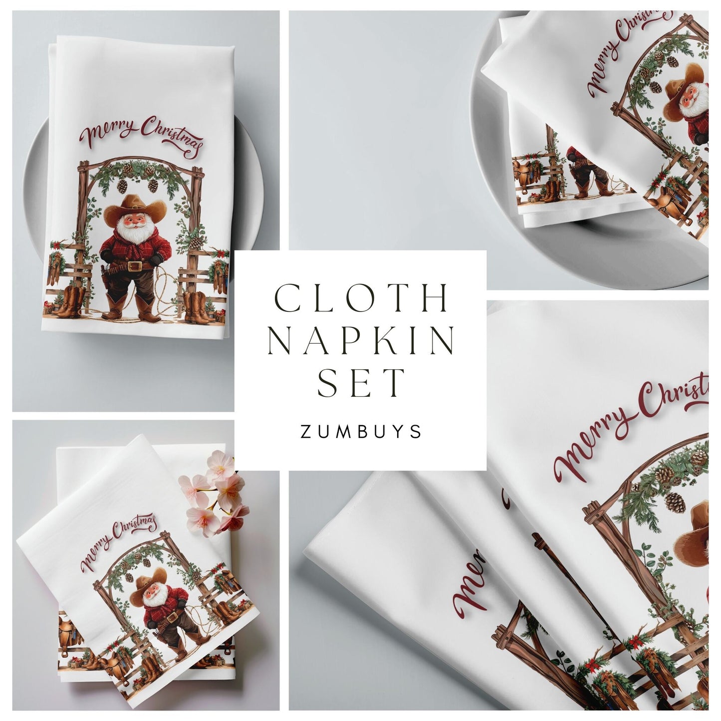 Cowboy Claus Cloth Napkins (4PK) - ZumBuys