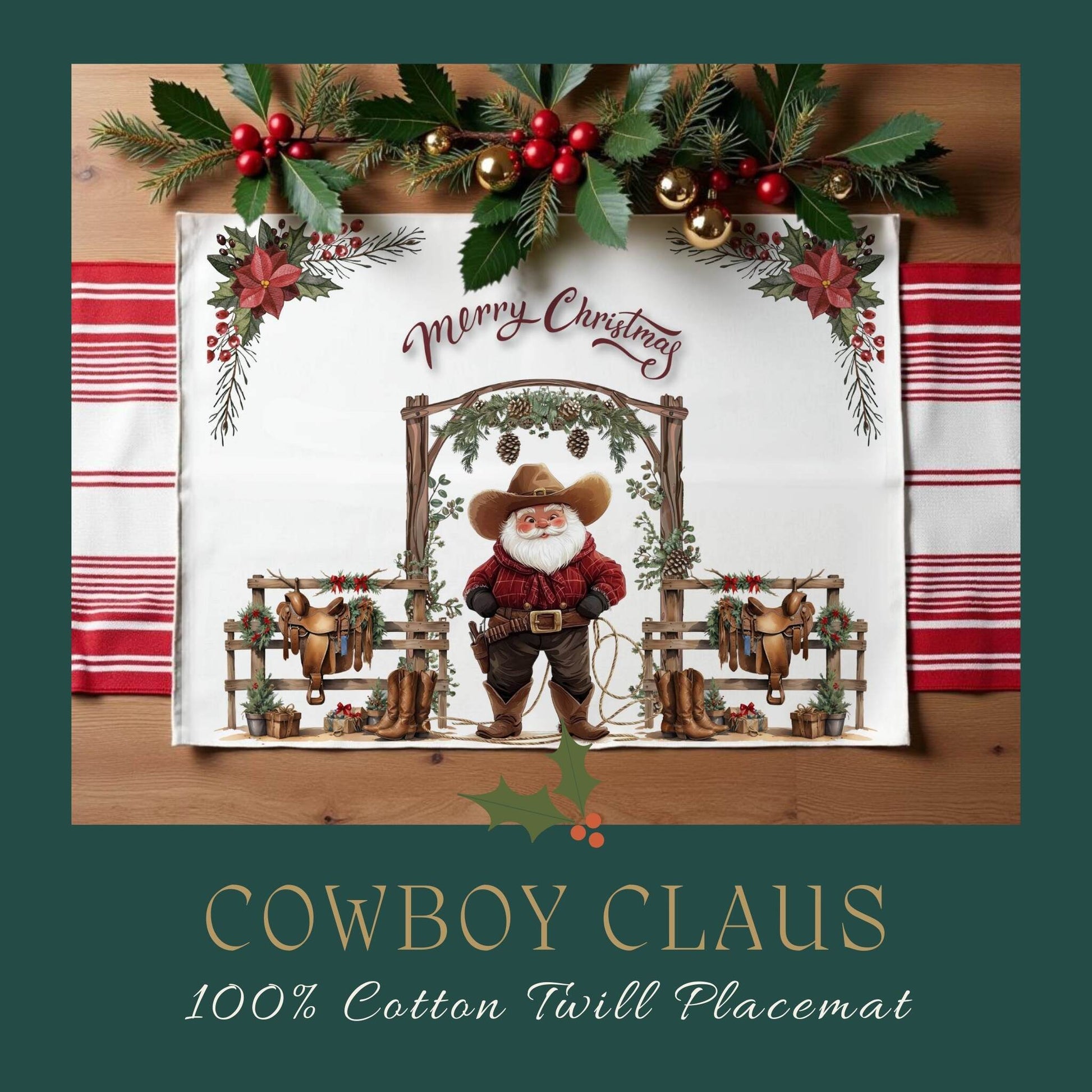 Cowboy Claus Placemat, 2pc - ZumBuys