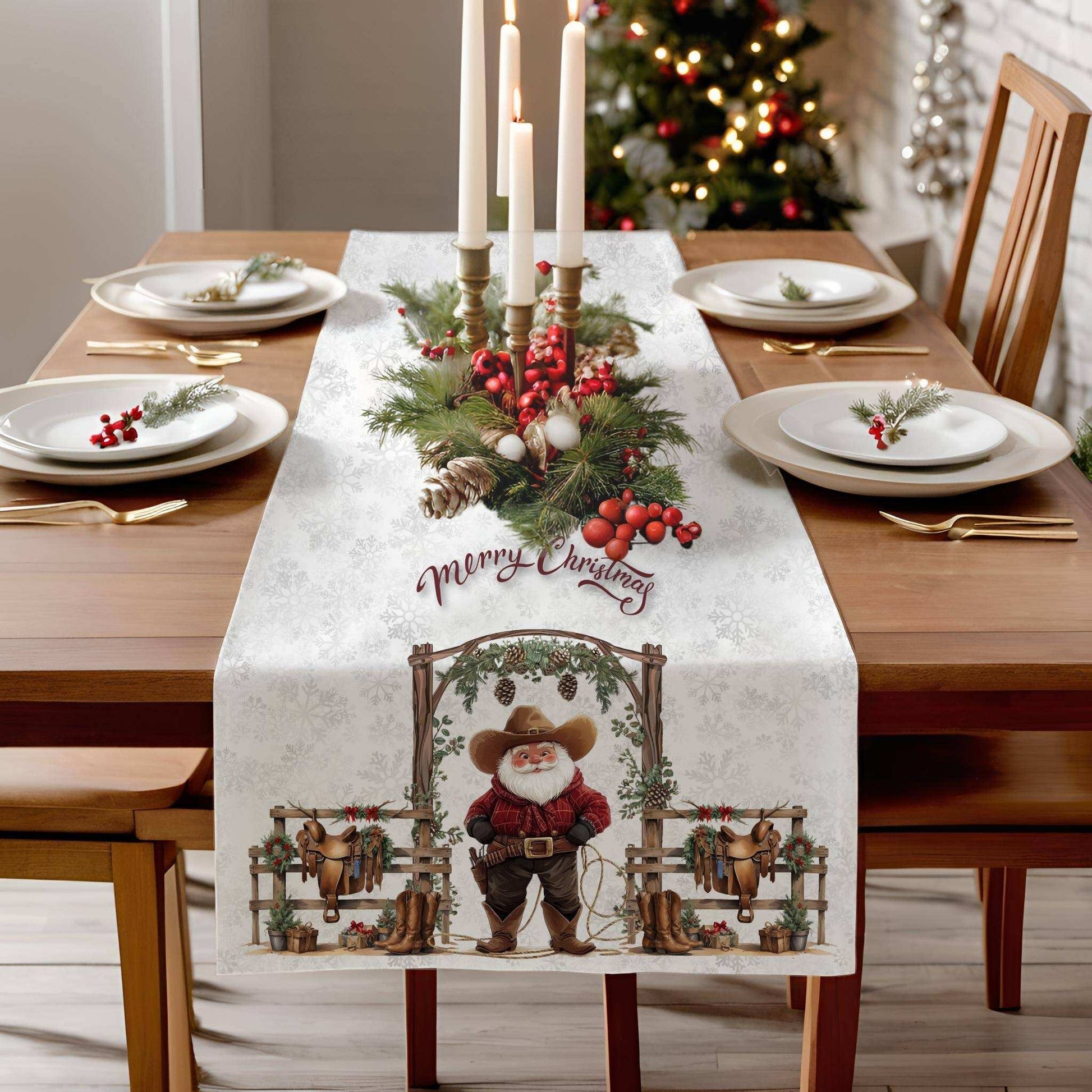 Cowboy Claus Table Runner (Cotton, Poly) - ZumBuys