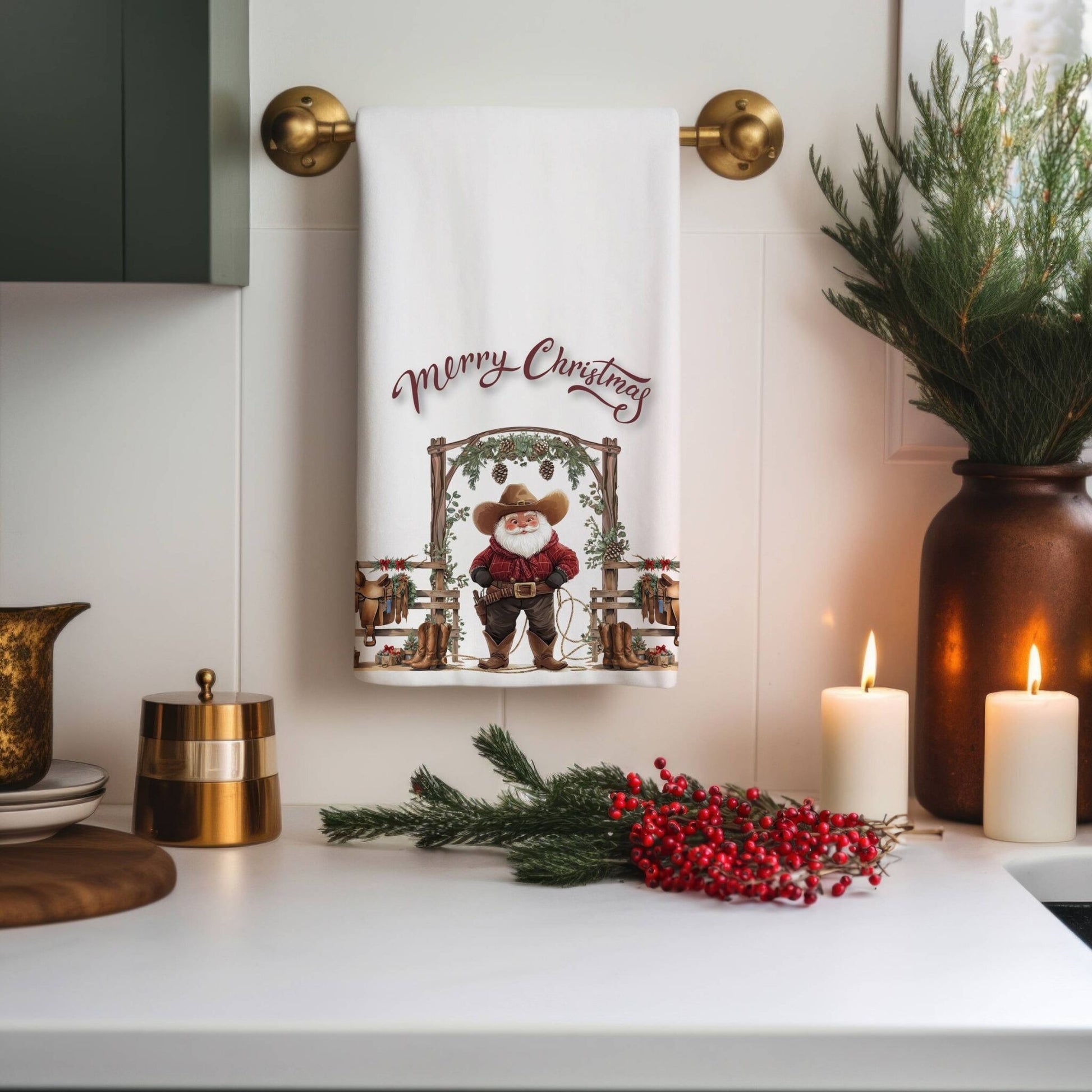 Cowboy Claus Tea Towels (cotton, poly) - ZumBuys