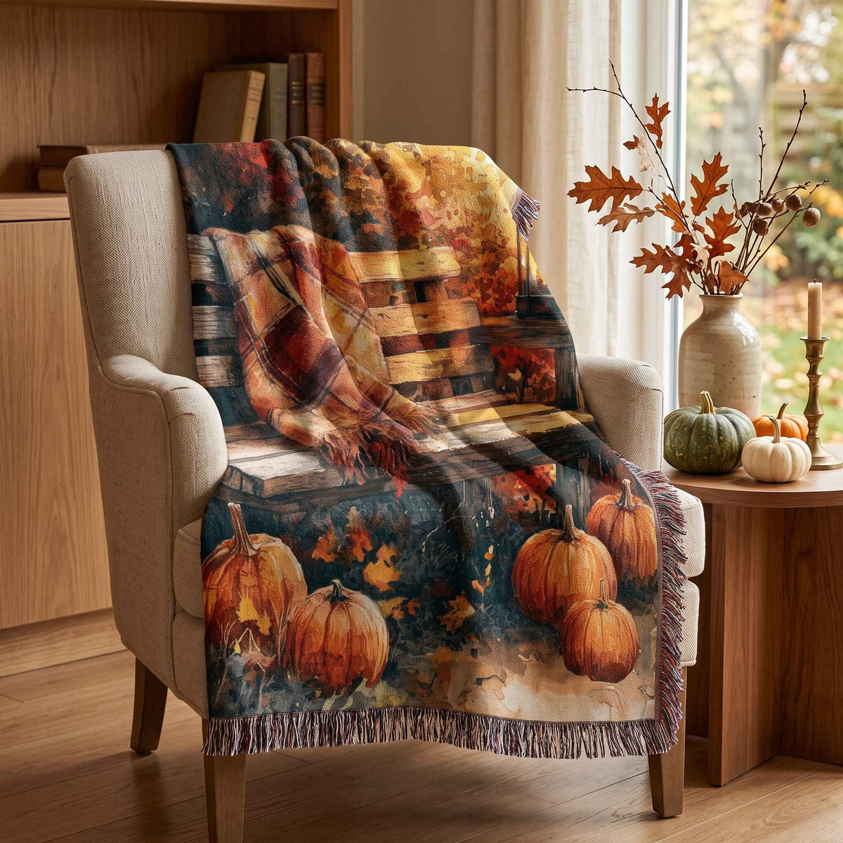 Cozy Autumn Haven Woven Blanket - ZumBuys