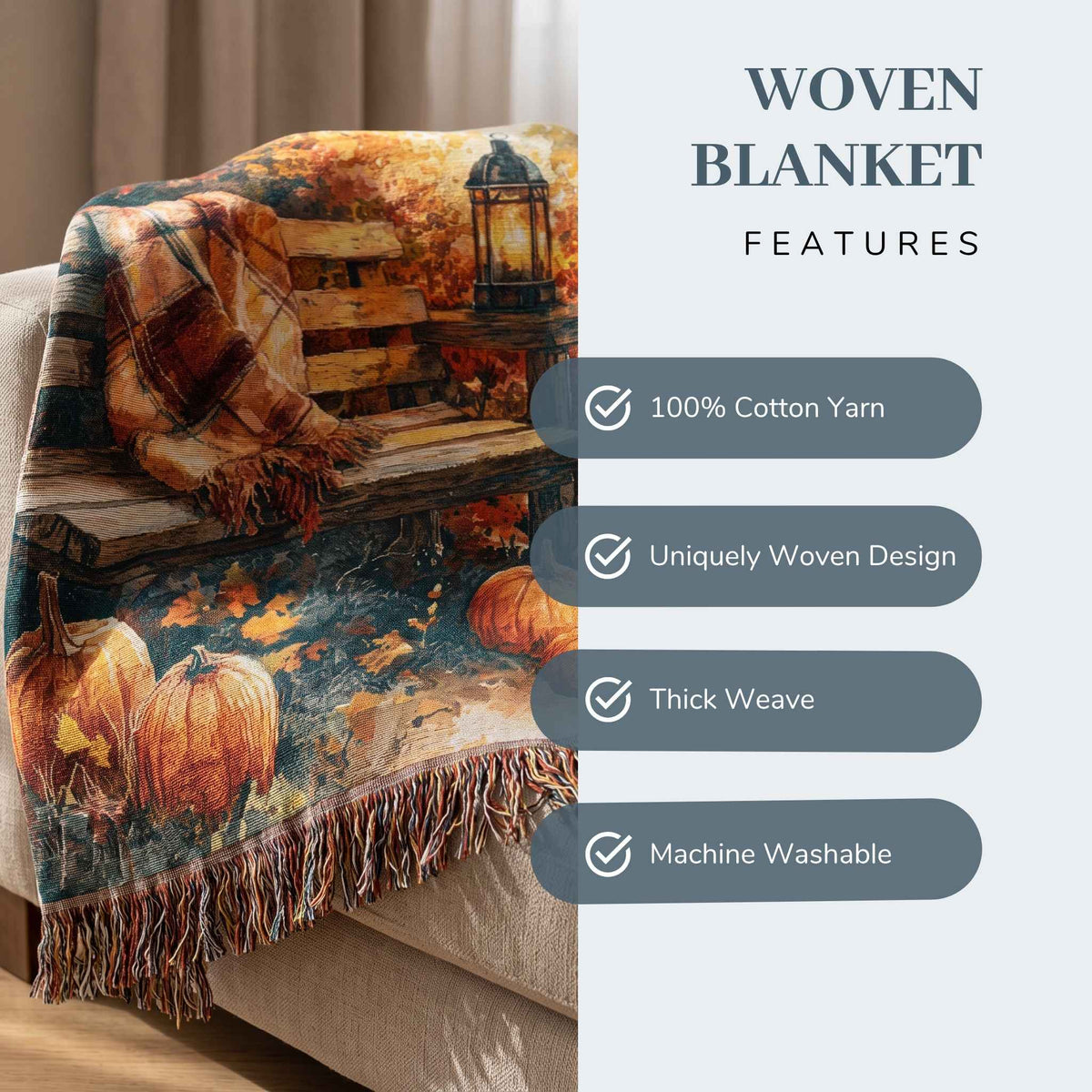 Cozy Autumn Haven Woven Blanket - ZumBuys