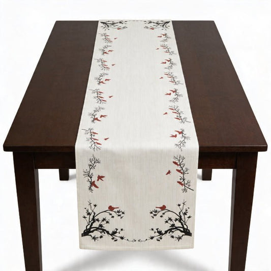 Crimson Flock Table Runner – Bird Branch Farmhouse Table Decor - ZumBuys