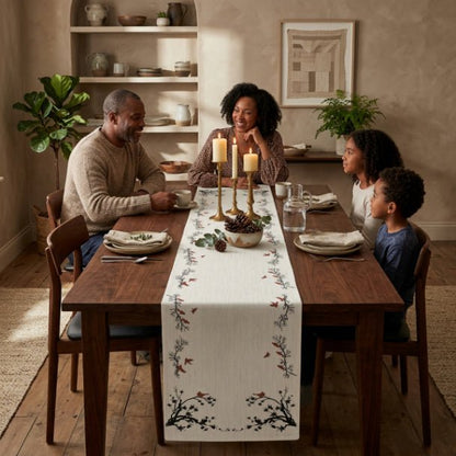 Crimson Flock Table Runner – Bird Branch Farmhouse Table Decor - ZumBuys