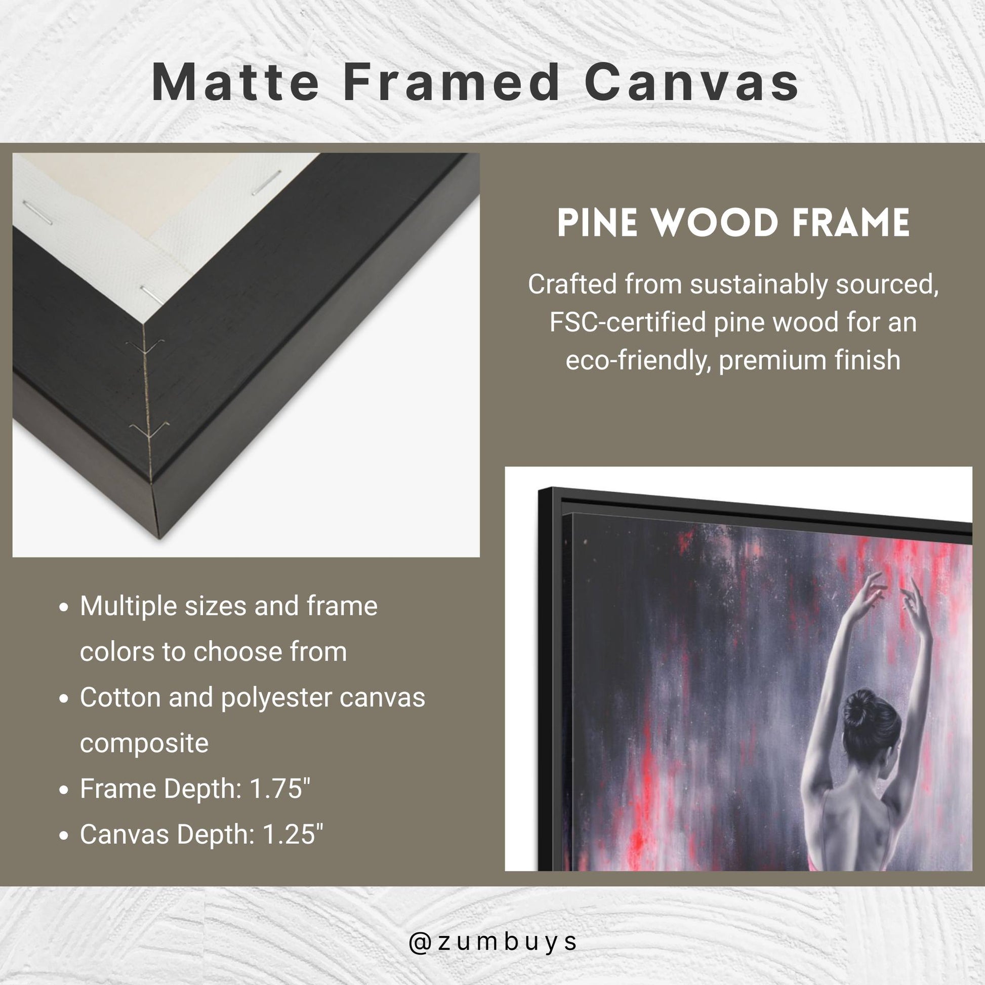 Crimson Reverie Matte Canvas, Framed (Multi - color) - ZumBuys