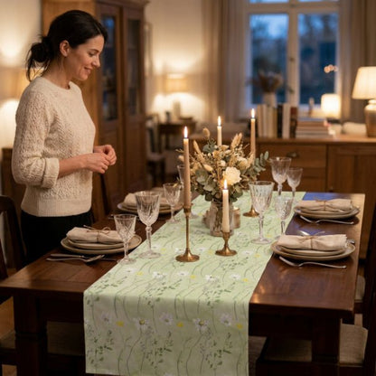 Delightful Daisy Floral Table Runner – Spring Green Table Decor - ZumBuys