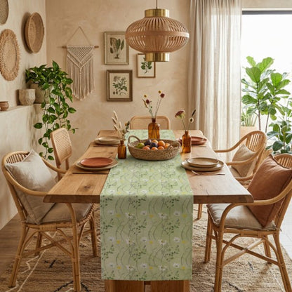 Delightful Daisy Floral Table Runner – Spring Green Table Decor - ZumBuys