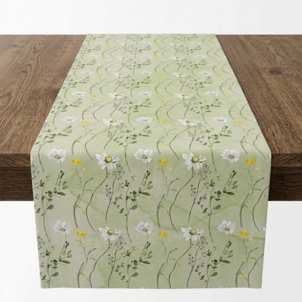 Delightful Daisy Floral Table Runner – Spring Green Table Decor - ZumBuys