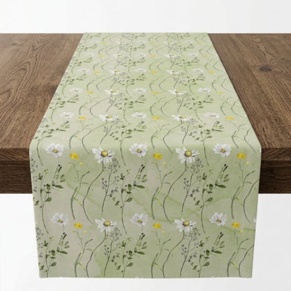 Delightful Daisy Floral Table Runner – Spring Green Table Decor - ZumBuys