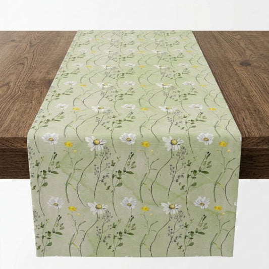 Delightful Daisy Floral Table Runner – Spring Green Table Decor - ZumBuys
