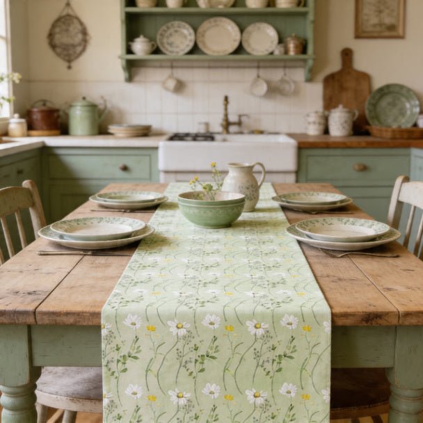 Delightful Daisy Floral Table Runner – Spring Green Table Decor - ZumBuys