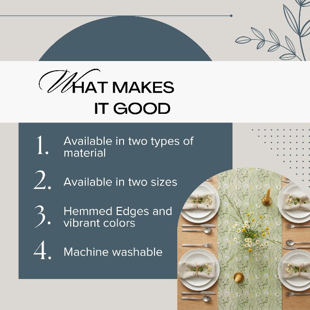 Delightful Daisy Floral Table Runner – Spring Green Table Decor - ZumBuys