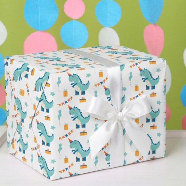 Dino Party Wrapping Paper – Kids Dinosaur Birthday Gift Wrap Roll - ZumBuys