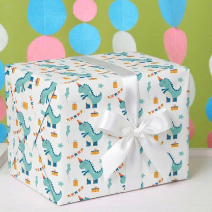 Dino Party Wrapping Paper – Kids Dinosaur Birthday Gift Wrap Roll - ZumBuys