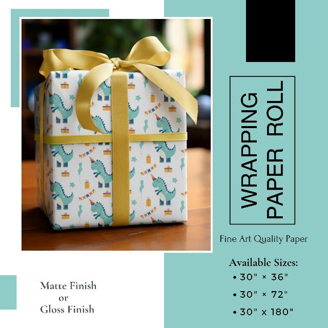 Dino Party Wrapping Paper – Kids Dinosaur Birthday Gift Wrap Roll - ZumBuys