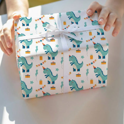 Dino Party Wrapping Paper – Kids Dinosaur Birthday Gift Wrap Roll - ZumBuys
