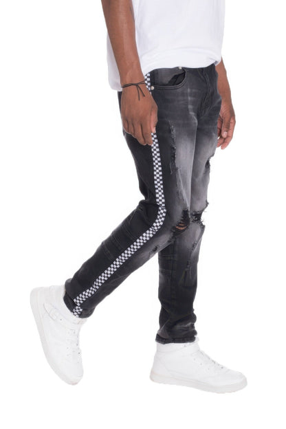 Distressed Denim Checkered Tape - ZumBuys