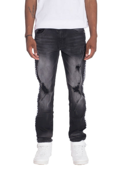 Distressed Denim Checkered Tape - ZumBuys