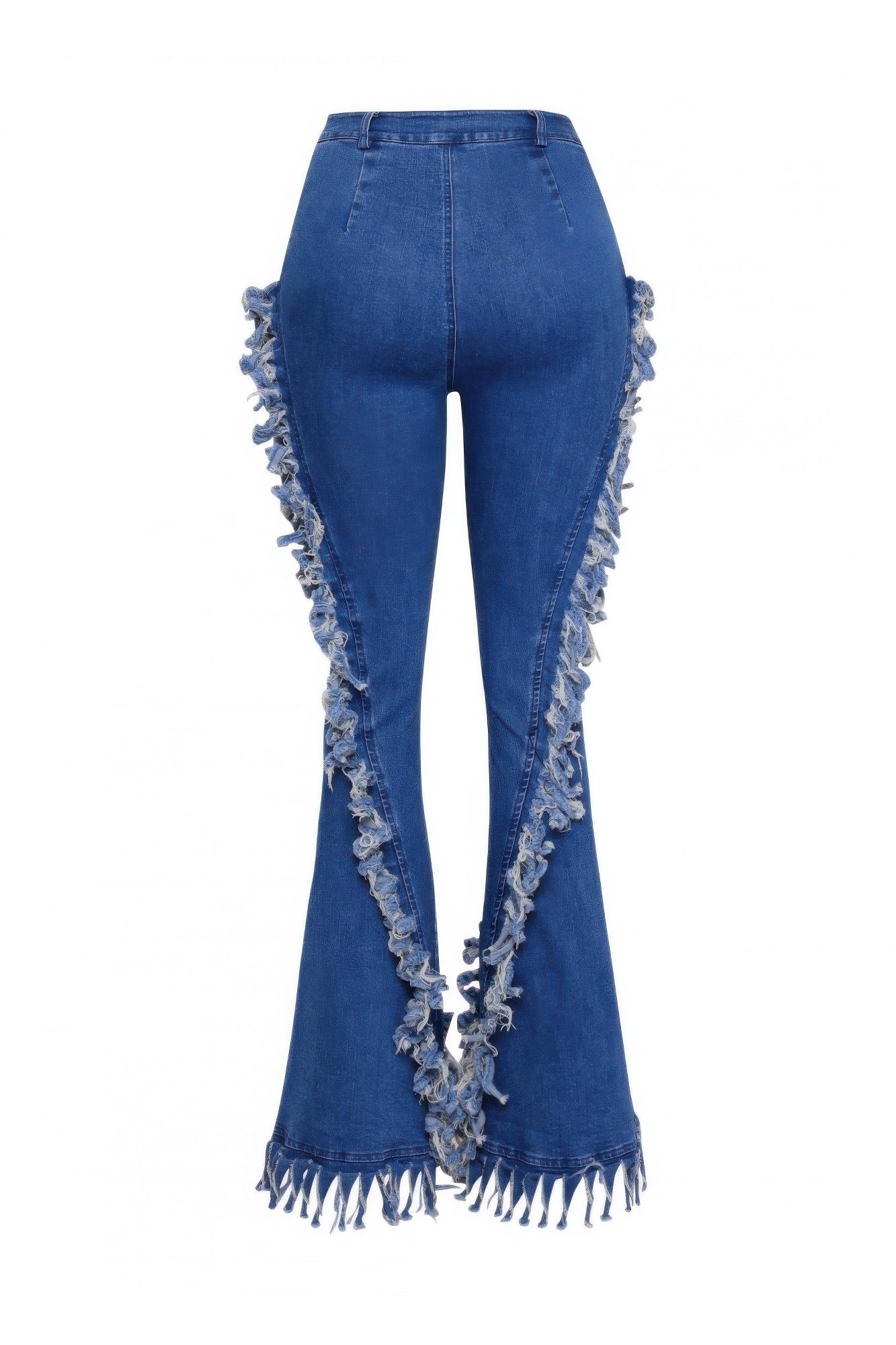Distressed Fringe Denim Flared Pant - ZumBuys