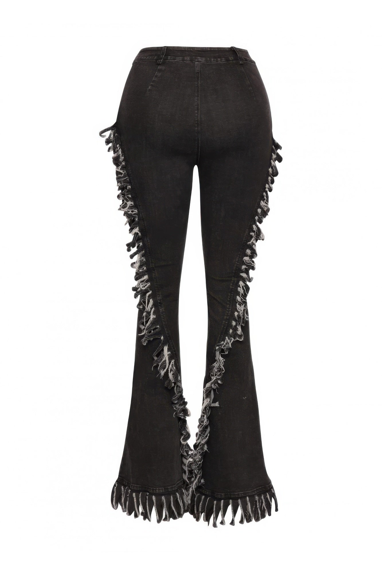 Distressed Fringe Denim Flared Pant - ZumBuys