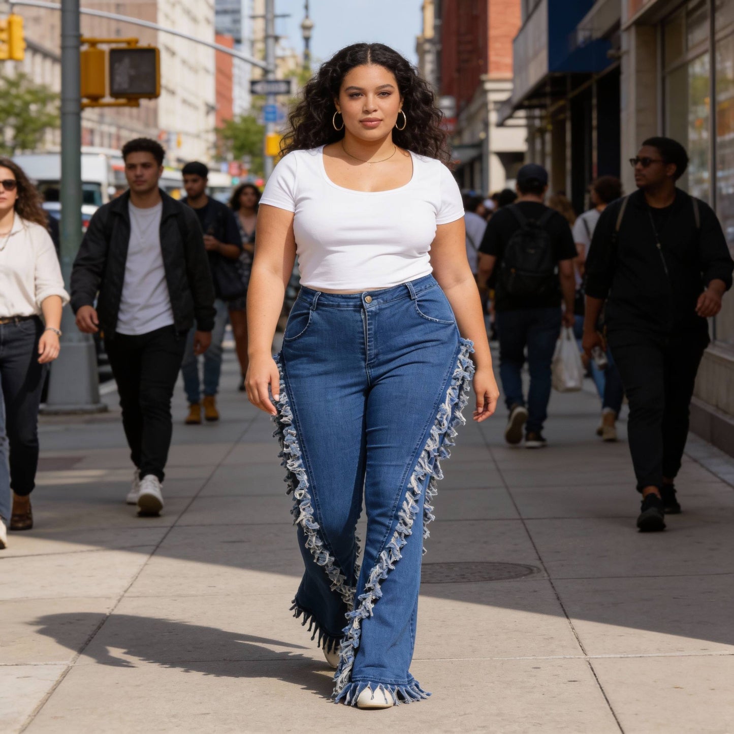 Distressed Fringe Denim Flared Pant - ZumBuys