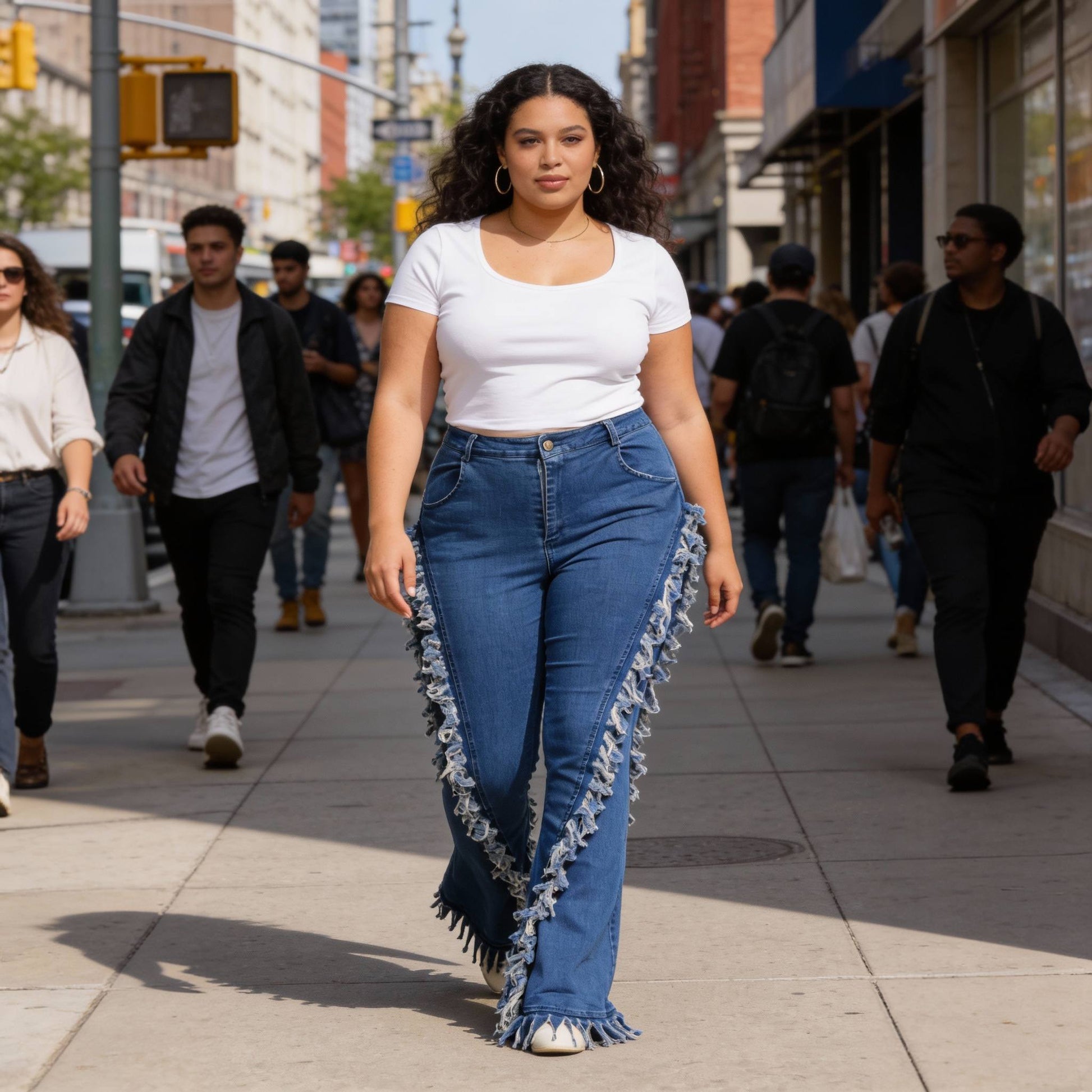 Distressed Fringe Denim Flared Pant - ZumBuys