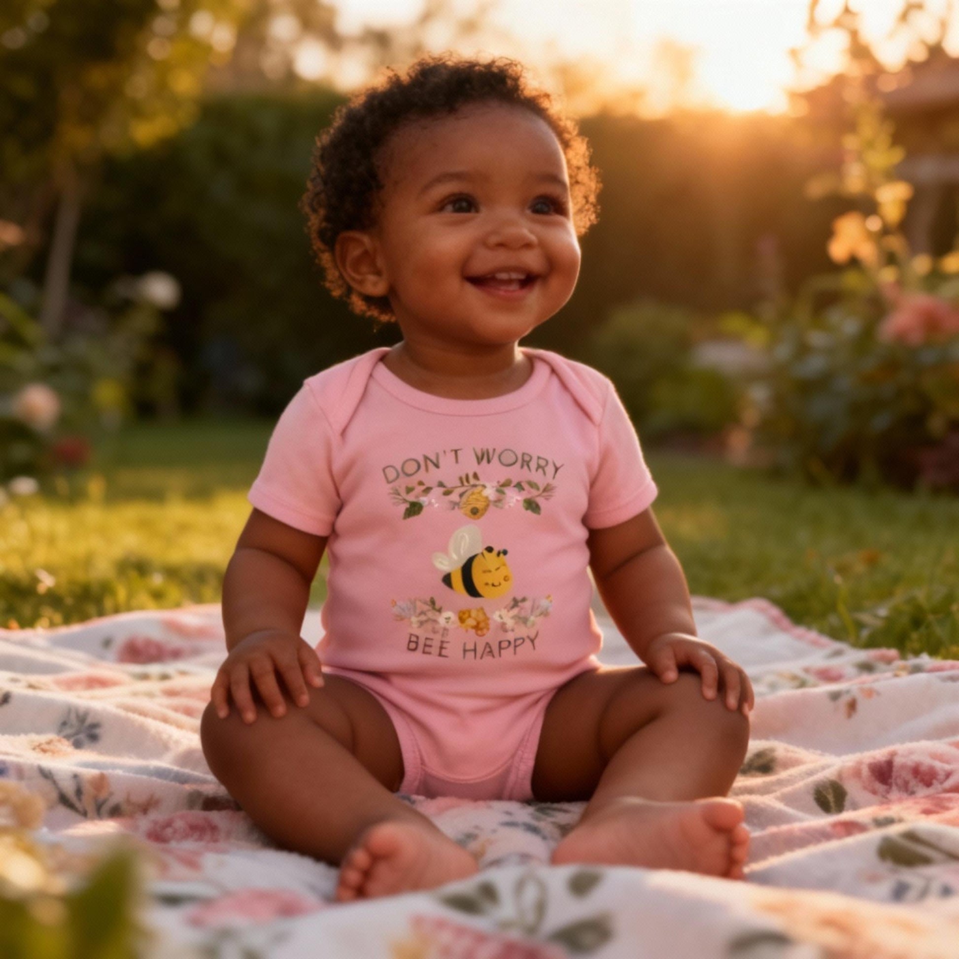 Don't Worry Bee Happy Infant Baby Rib Bodysuit - ZumBuys