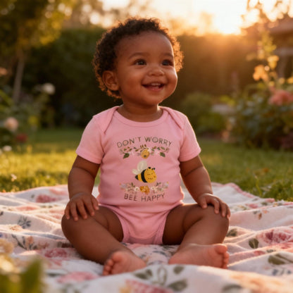 Don't Worry Bee Happy Infant Baby Rib Bodysuit - ZumBuys