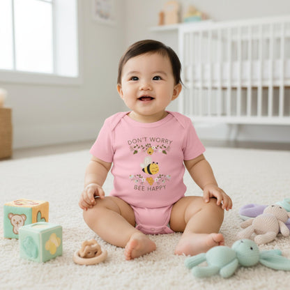 Don't Worry Bee Happy Infant Baby Rib Bodysuit - ZumBuys
