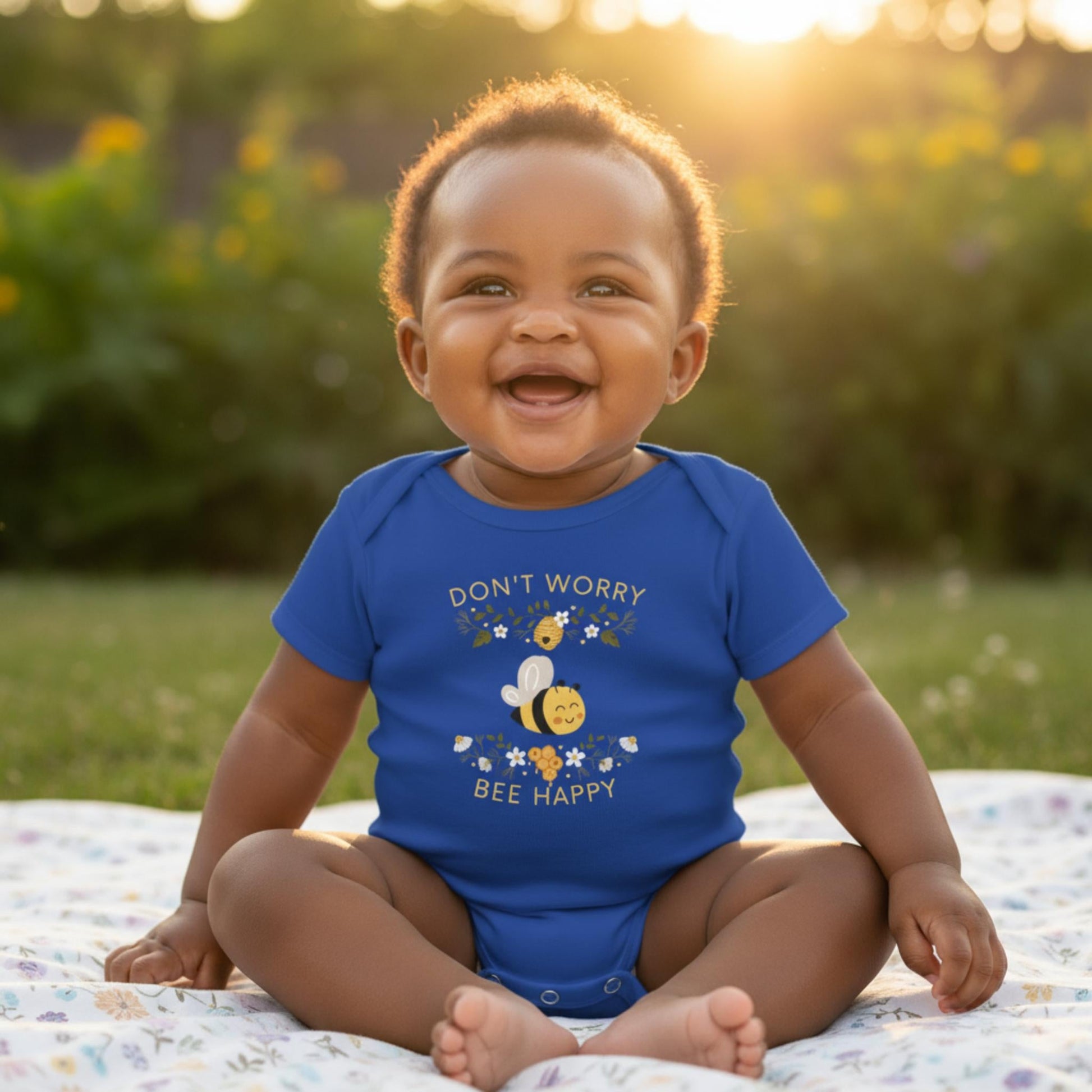 Don't Worry Bee Happy Infant Baby Rib Bodysuit - ZumBuys
