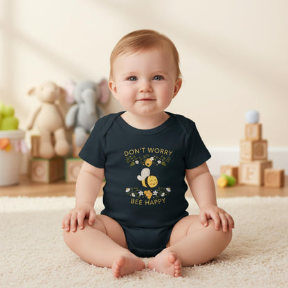 Don't Worry Bee Happy Infant Baby Rib Bodysuit - ZumBuys