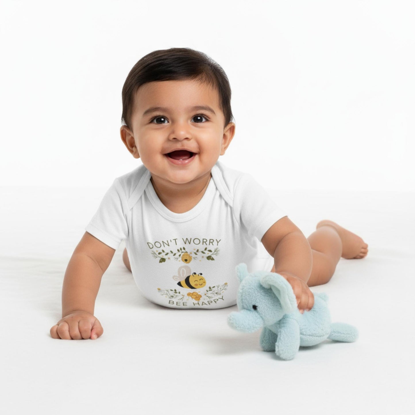 Don't Worry Bee Happy Infant Baby Rib Bodysuit - ZumBuys
