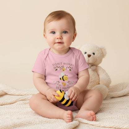 Don't Worry Bee Happy Infant Baby Rib Bodysuit - ZumBuys