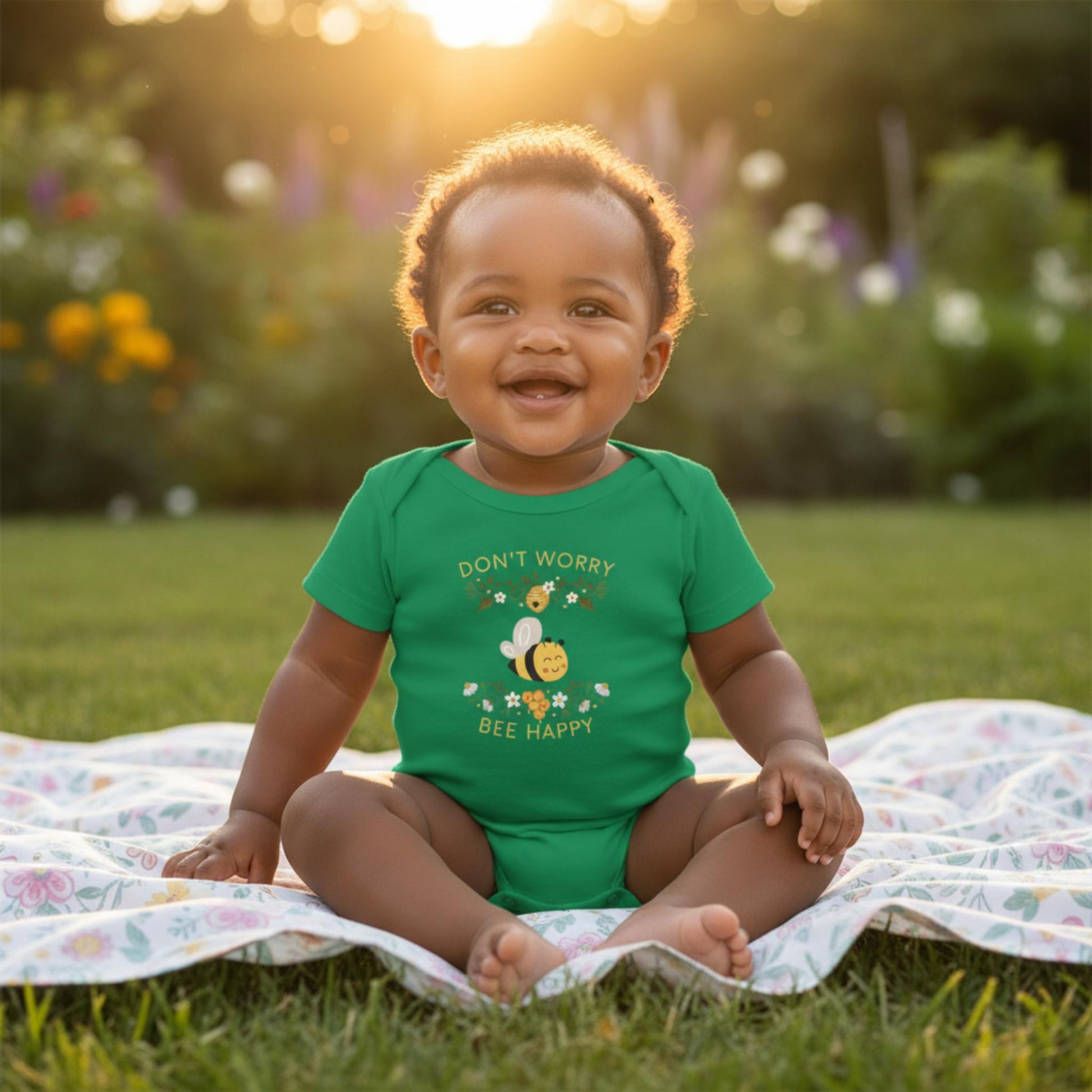 Don't Worry Bee Happy Infant Baby Rib Bodysuit - ZumBuys