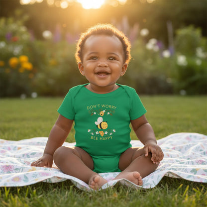 Don't Worry Bee Happy Infant Baby Rib Bodysuit - ZumBuys
