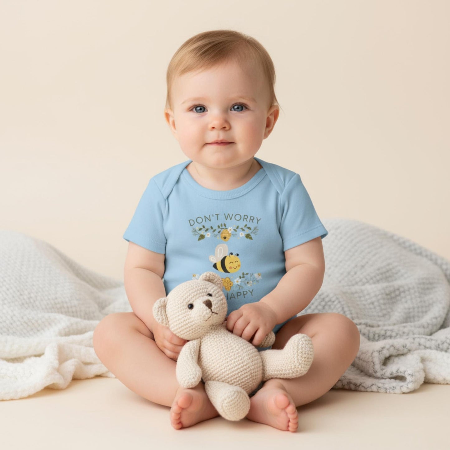 Don't Worry Bee Happy Infant Baby Rib Bodysuit - ZumBuys