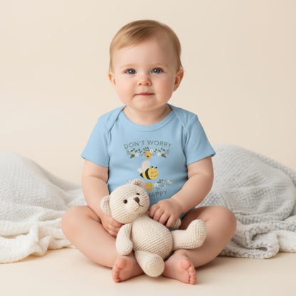 Don't Worry Bee Happy Infant Baby Rib Bodysuit - ZumBuys