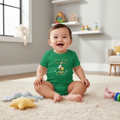 Don't Worry Bee Happy Infant Baby Rib Bodysuit - ZumBuys