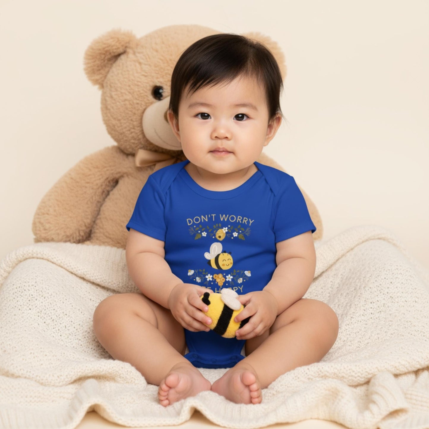 Don't Worry Bee Happy Infant Baby Rib Bodysuit - ZumBuys