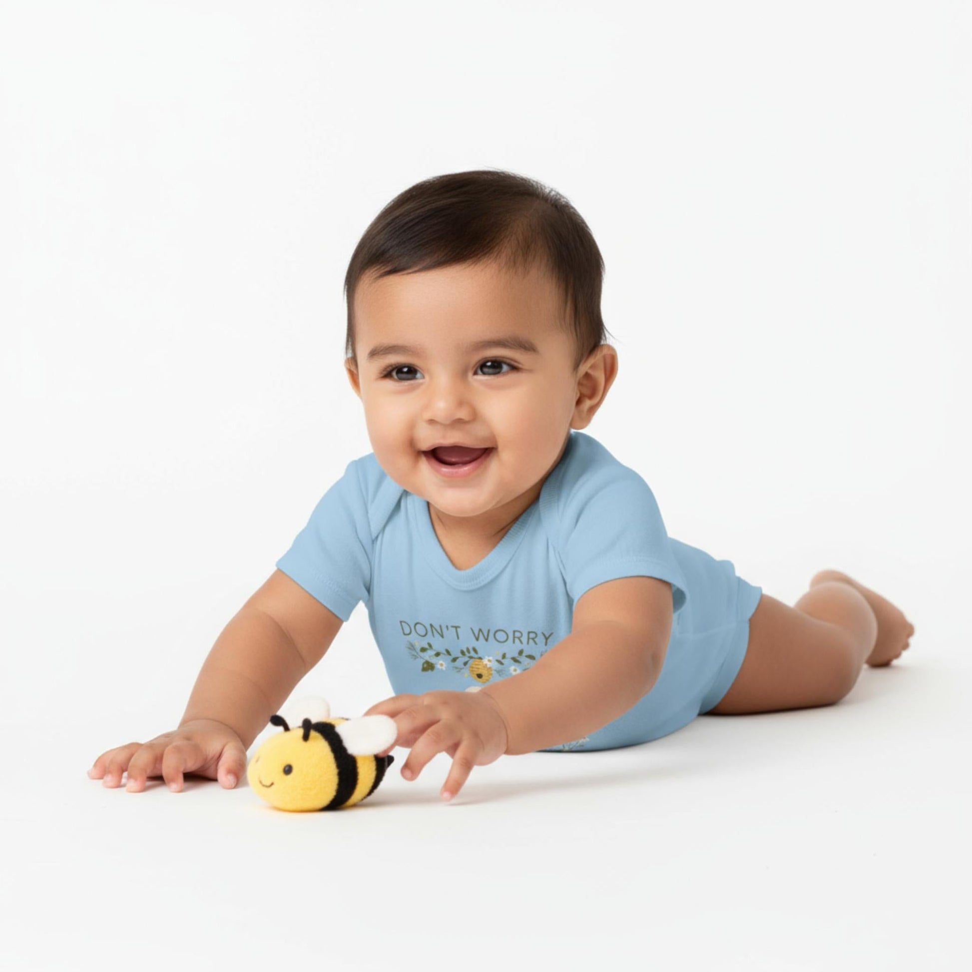 Don't Worry Bee Happy Infant Baby Rib Bodysuit - ZumBuys