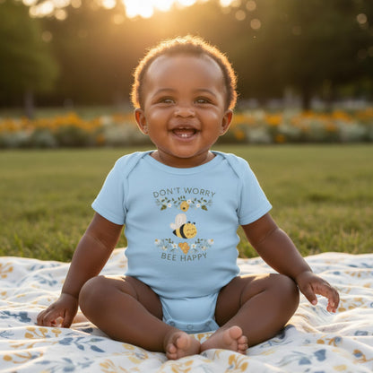 Don't Worry Bee Happy Infant Baby Rib Bodysuit - ZumBuys