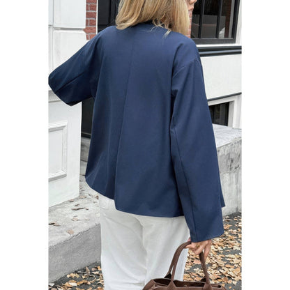 Double Breasted V Neck Trench Long Sleeve Coat - ZumBuys