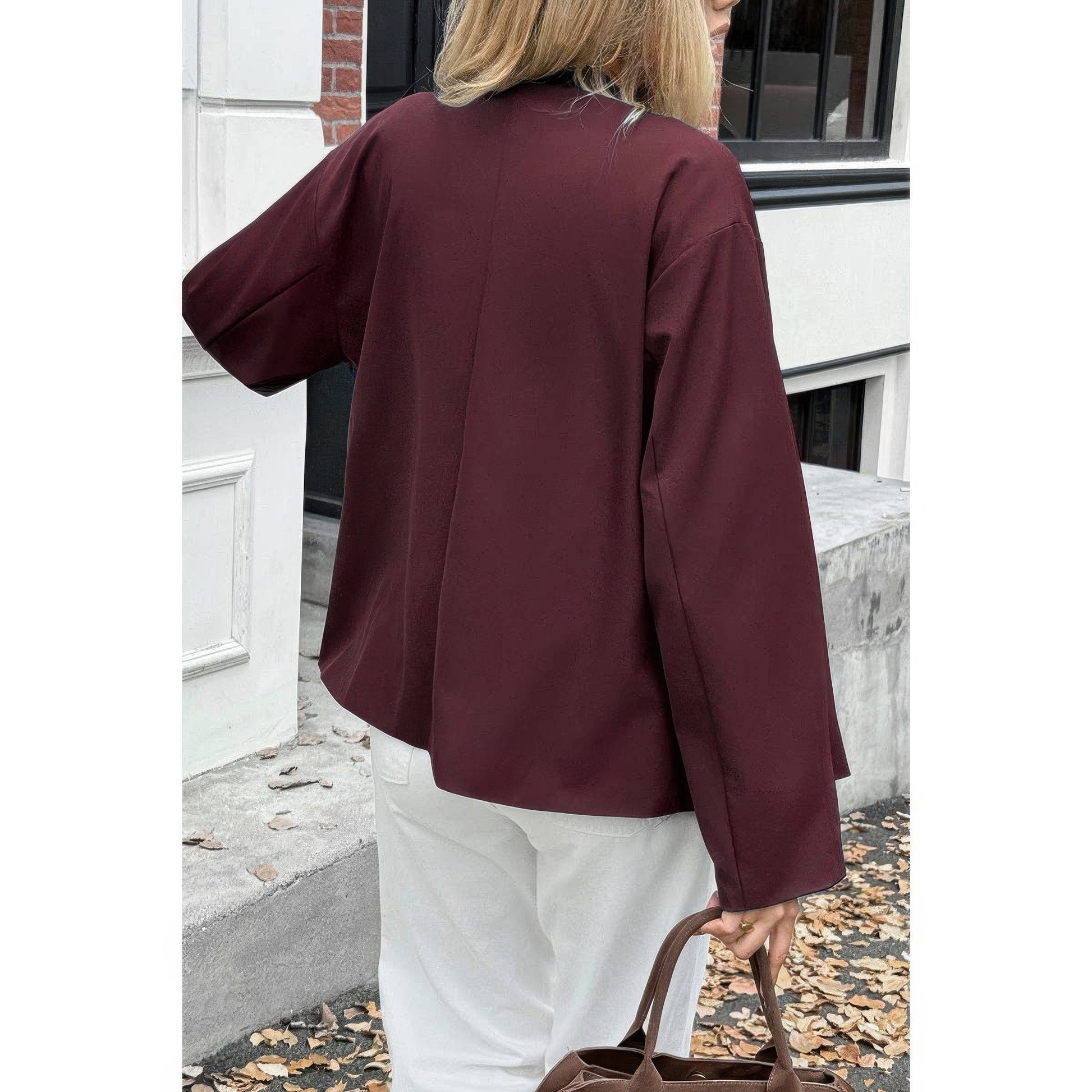 Double Breasted V Neck Trench Long Sleeve Coat - ZumBuys