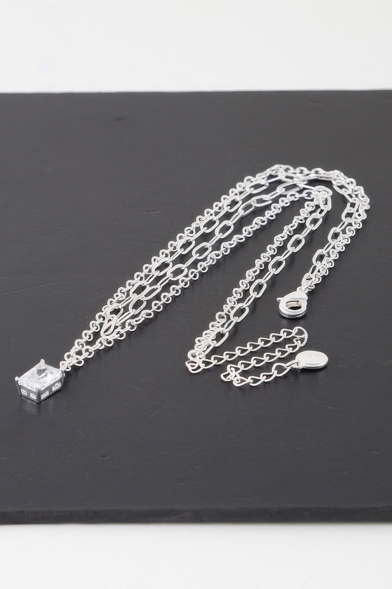 Double Cubic Crystal Chain Necklace - ZumBuys
