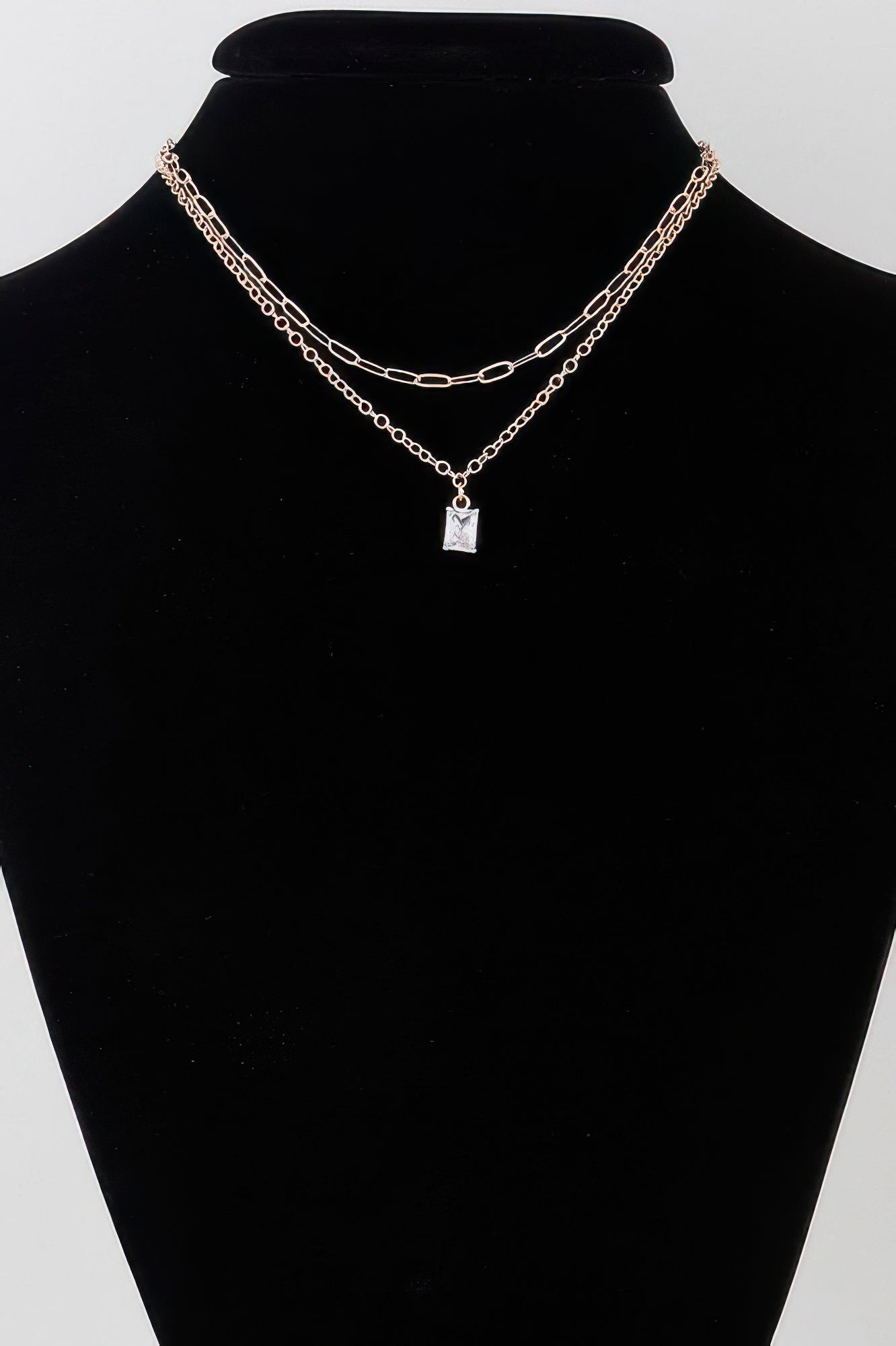 Double Cubic Crystal Chain Necklace - ZumBuys