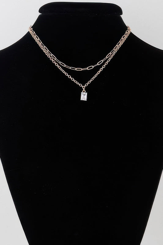 Double Cubic Crystal Chain Necklace - ZumBuys