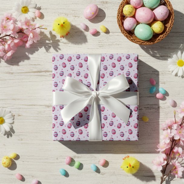 Easter Egg Celebration Wrapping Paper – Pastel Easter Gift Wrap, Cute Spring Holiday Paper, Premium Matte or Glossy Finish - ZumBuys