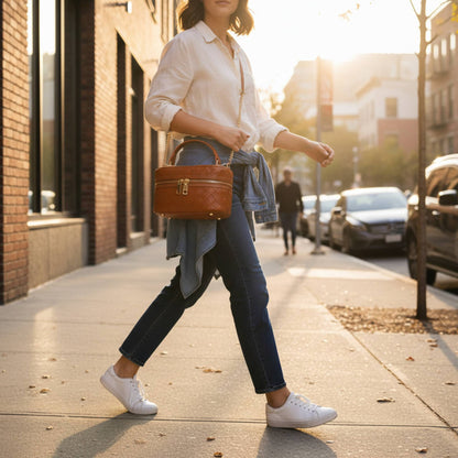 Embossed Vegan Leather Vanity Bag - ZumBuys